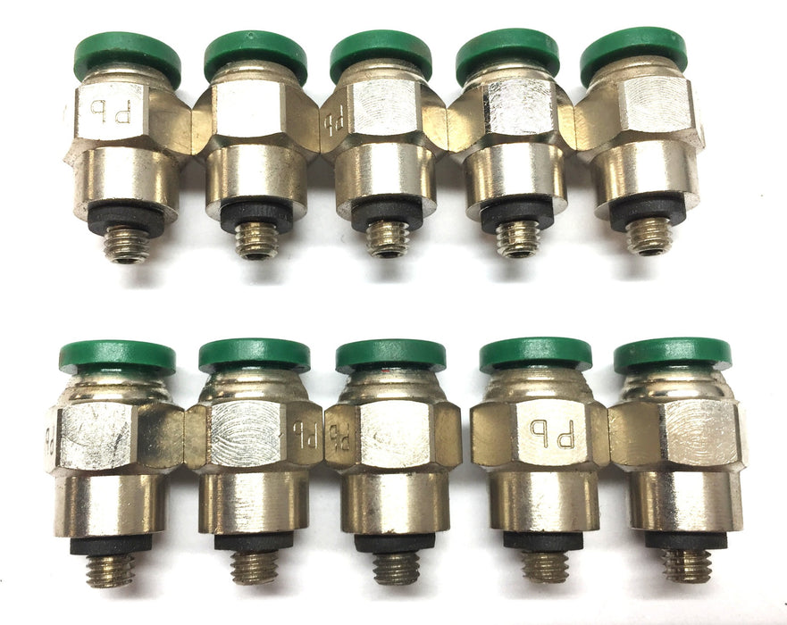 Prestolok Brass 1/4" P.T.C x 10-32 Threaded Air Line Fitting [Lot of 10] NOS
