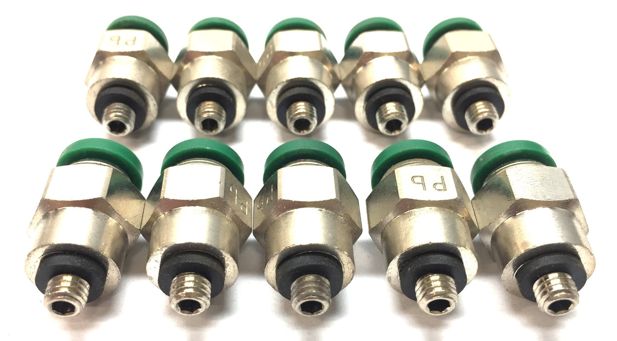 Prestolok Brass 1/4" P.T.C x 10-32 Threaded Air Line Fitting [Lot of 10] NOS