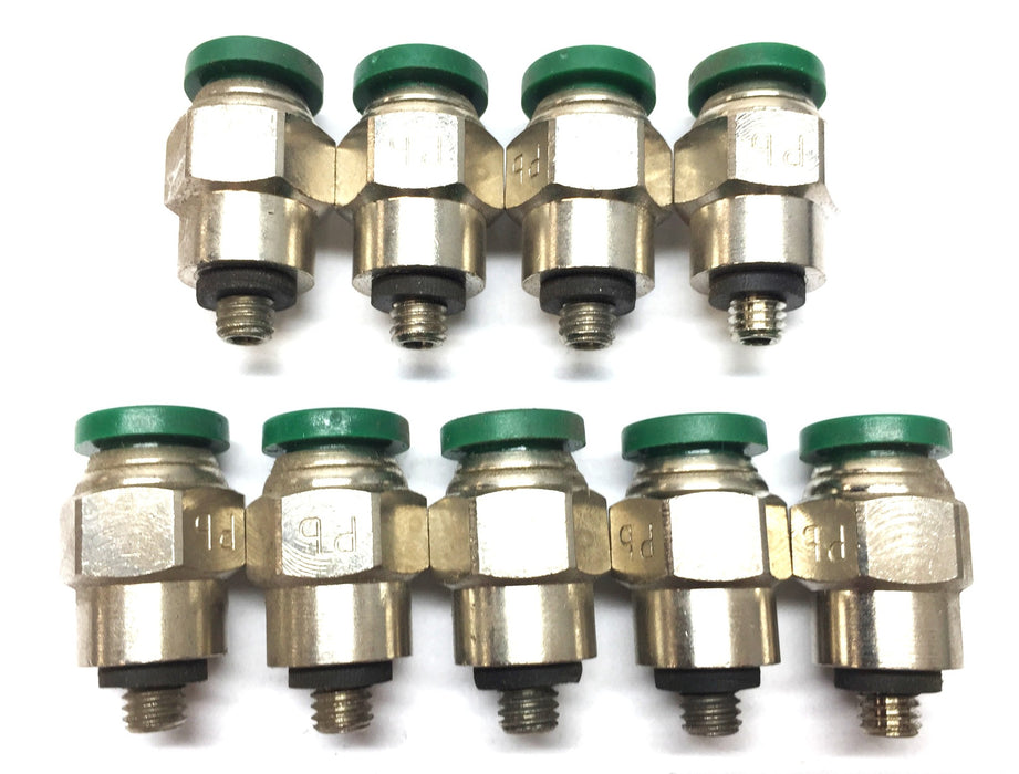 Prestolok Brass 1/4" P.T.C x 10-32 Threaded Air Line Fitting [Lot of 9] NOS