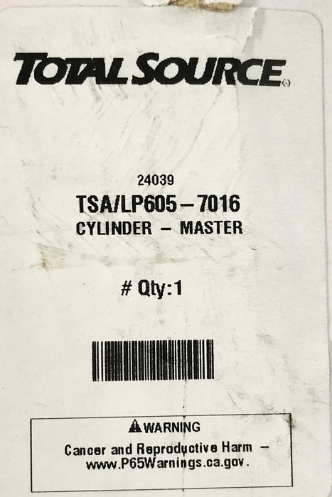 Total Source Forklift Master Cylinder LP605-7016 NOS