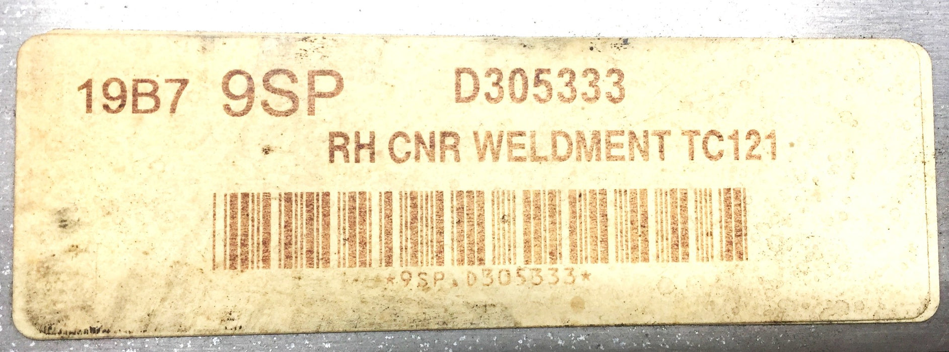 Unbranded for TC121 Aluminum Right Corner Weldment D305333 NOS