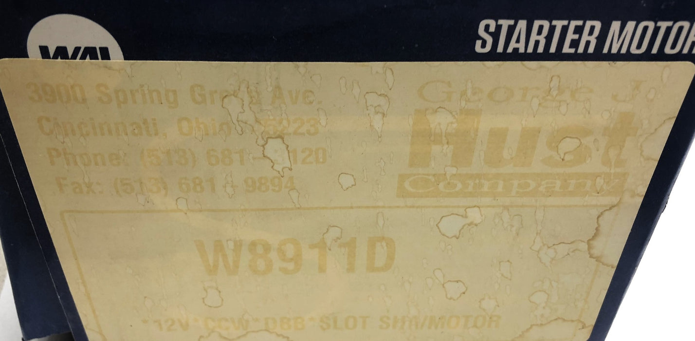Wai Hydraulic Pump Starter Motor W8911D (10863N) NOS