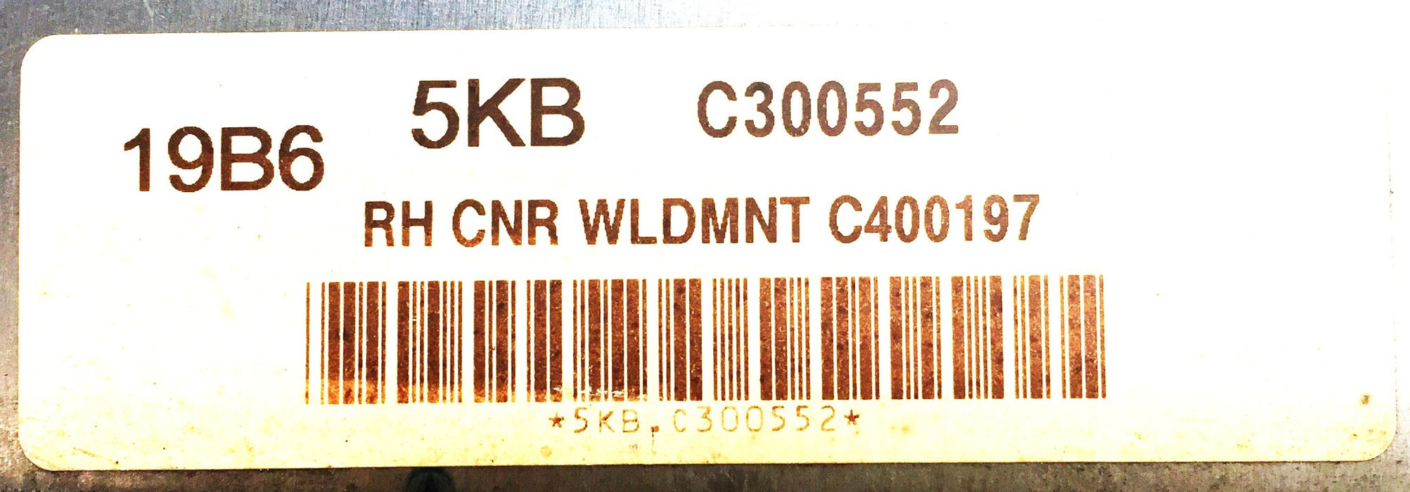 Unbranded for TC121 Aluminum Right Corner Weldment C400197 (C300552) NOS