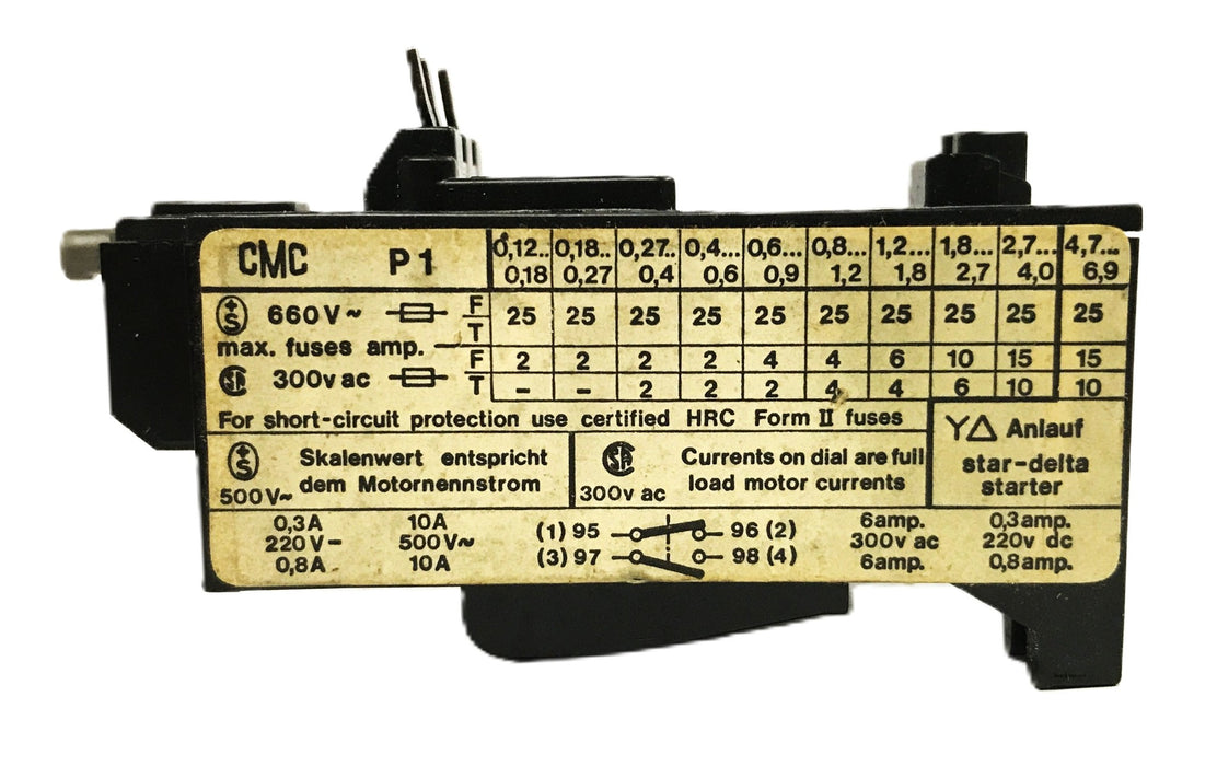 Cleveland Motion Control Thermal Overload Relay P1-18-27A NOS