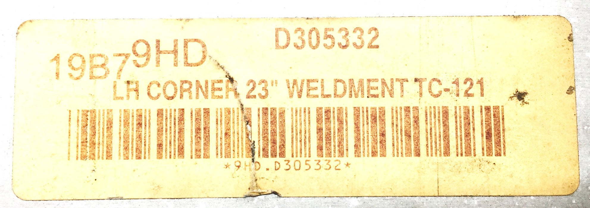Unbranded for TC121 23" Aluminum Left Corner Weldment D305332 NOS