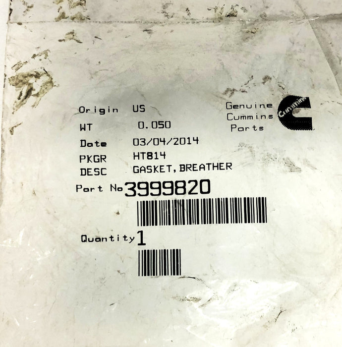 Cummins Breather Gasket 3999820 [Lot of 2] NOS