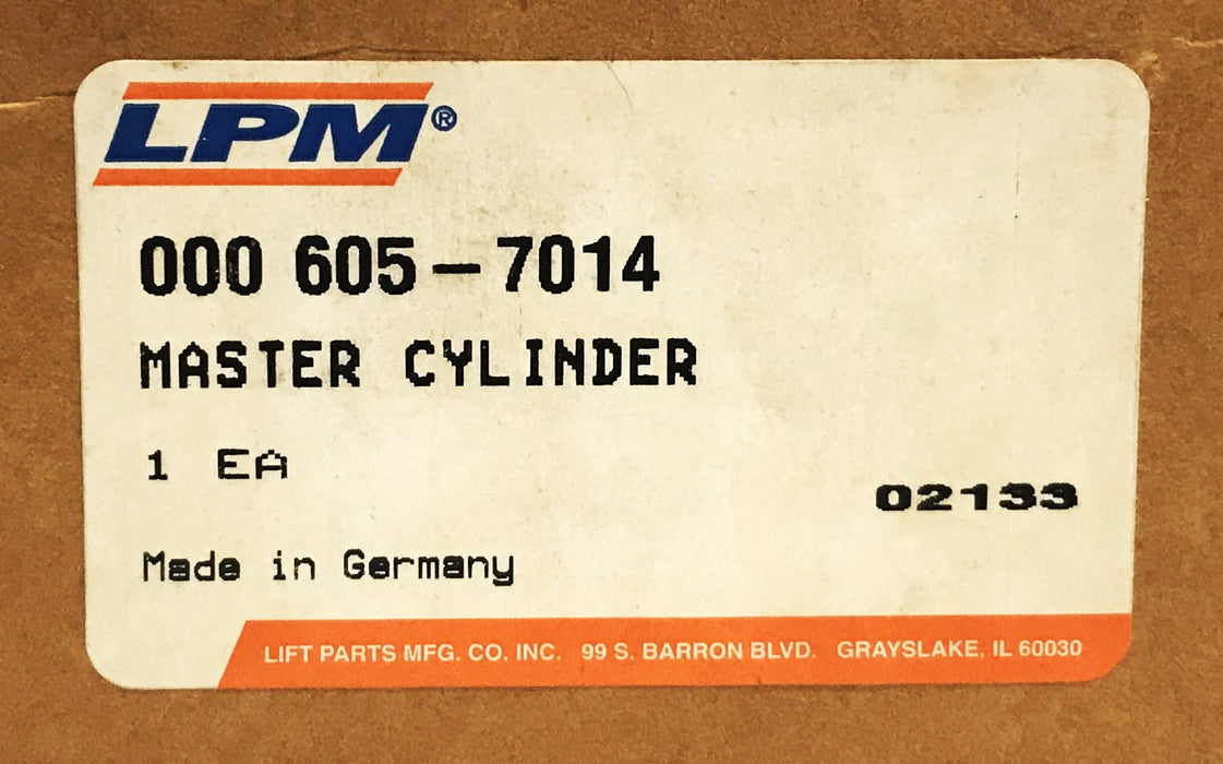 LPM Forklift Master Cylinder 000-605-7014 NOS