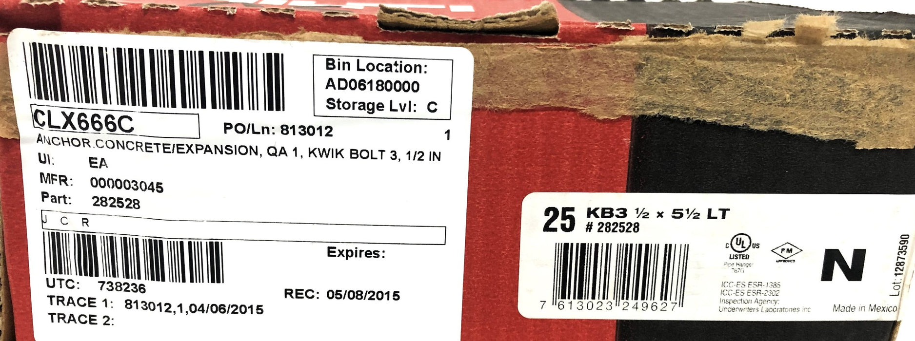 Hilti Concrete Expansion Anchor KB3-1/2x5-1/2 LT (282528) [Lot of 20] NOS