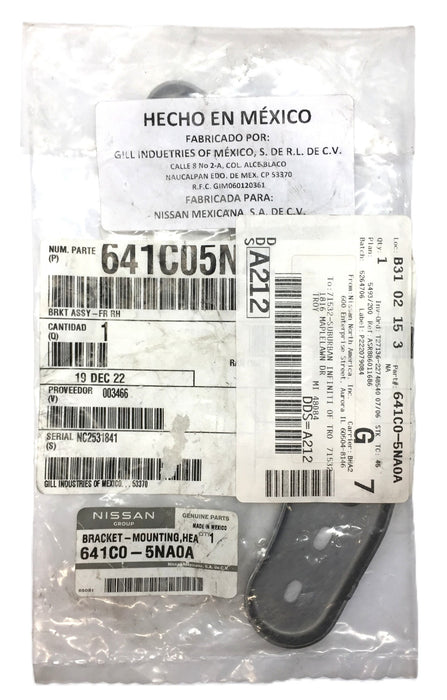 Nissan Group Headlight Mounting Bracket 641C0-5NA0A NOS