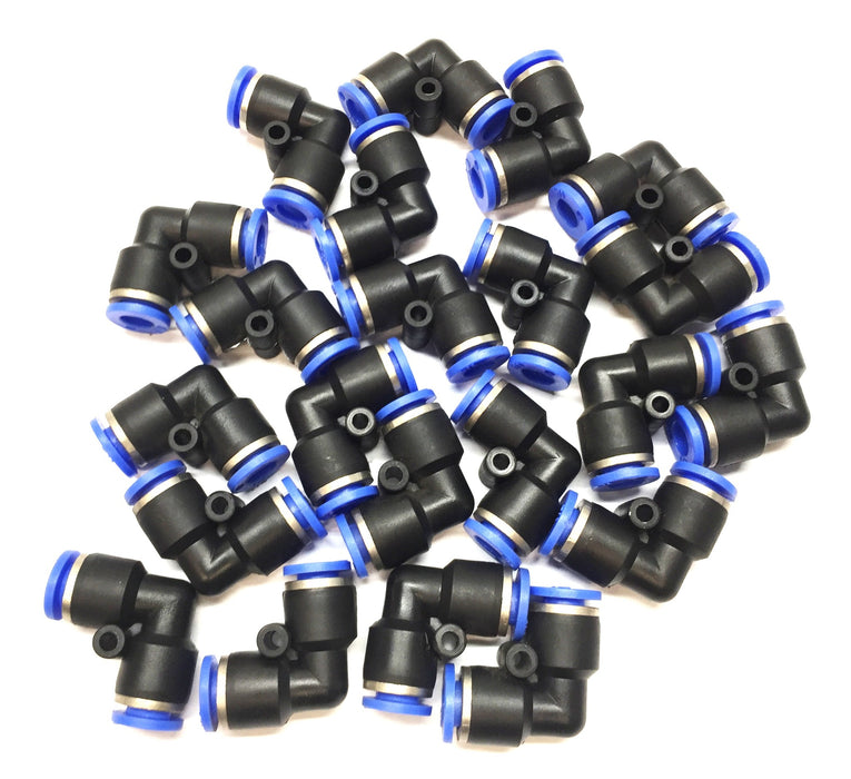 Unbranded 1/4" 90-Degree Push-To-Connect Elbow Pneumatic Fitting [Lot of 22] NOS