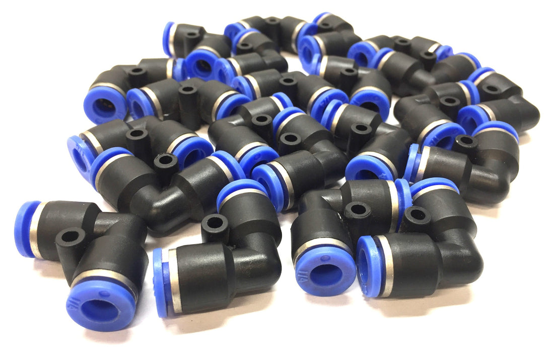 Unbranded 1/4" 90-Degree Push-To-Connect Elbow Pneumatic Fitting [Lot of 22] NOS