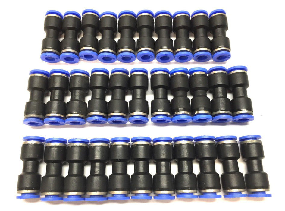 Unbranded 1/4" Quick Push-To-Connect Pneumatic Fitting [Lot of 32] NOS