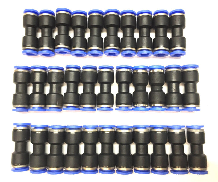 Unbranded 1/4" Quick Push-To-Connect Pneumatic Fitting [Lot of 32] NOS