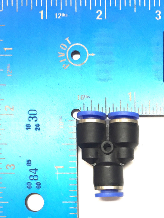 Unbranded 1/4" Quick Push-To-Connect Pneumatic "Y" Fitting [Lot of 10] NOS