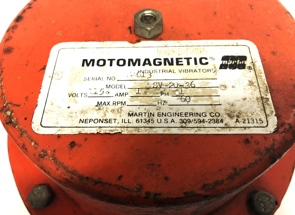 Martin Motomagnetic 115V 60Hz 1AMP 1PH Industrial Vibrator SV-20-36 USED