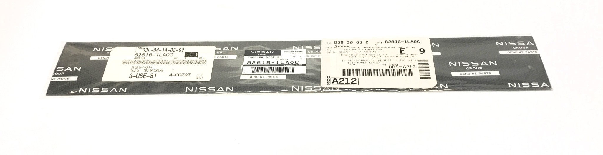 Nissan Rear Door Sash Tape 82816-1LA0C NOS