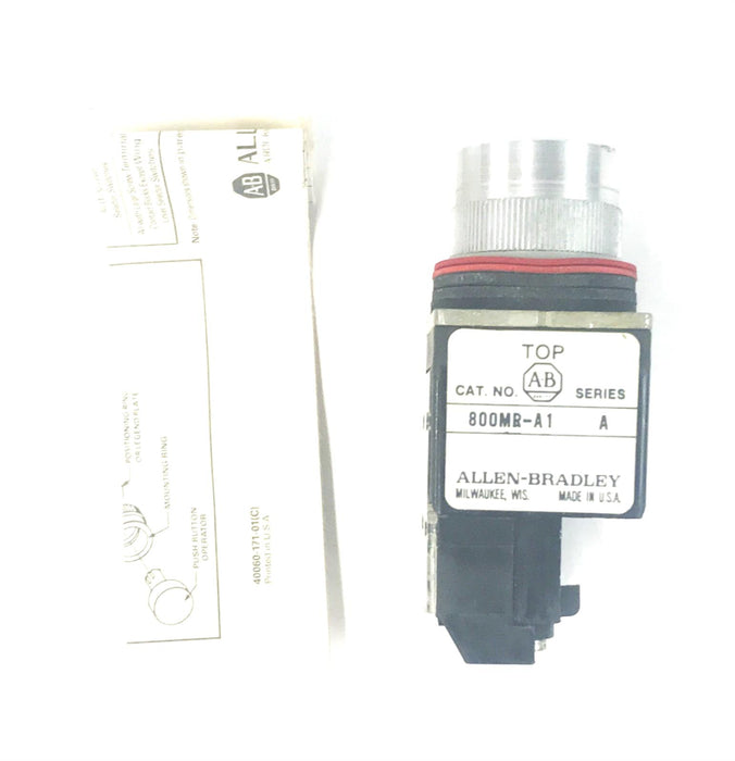 Allen-Bradley Pushbutton Unit Round Flush Head Green Button 800MR-A1AS NOS