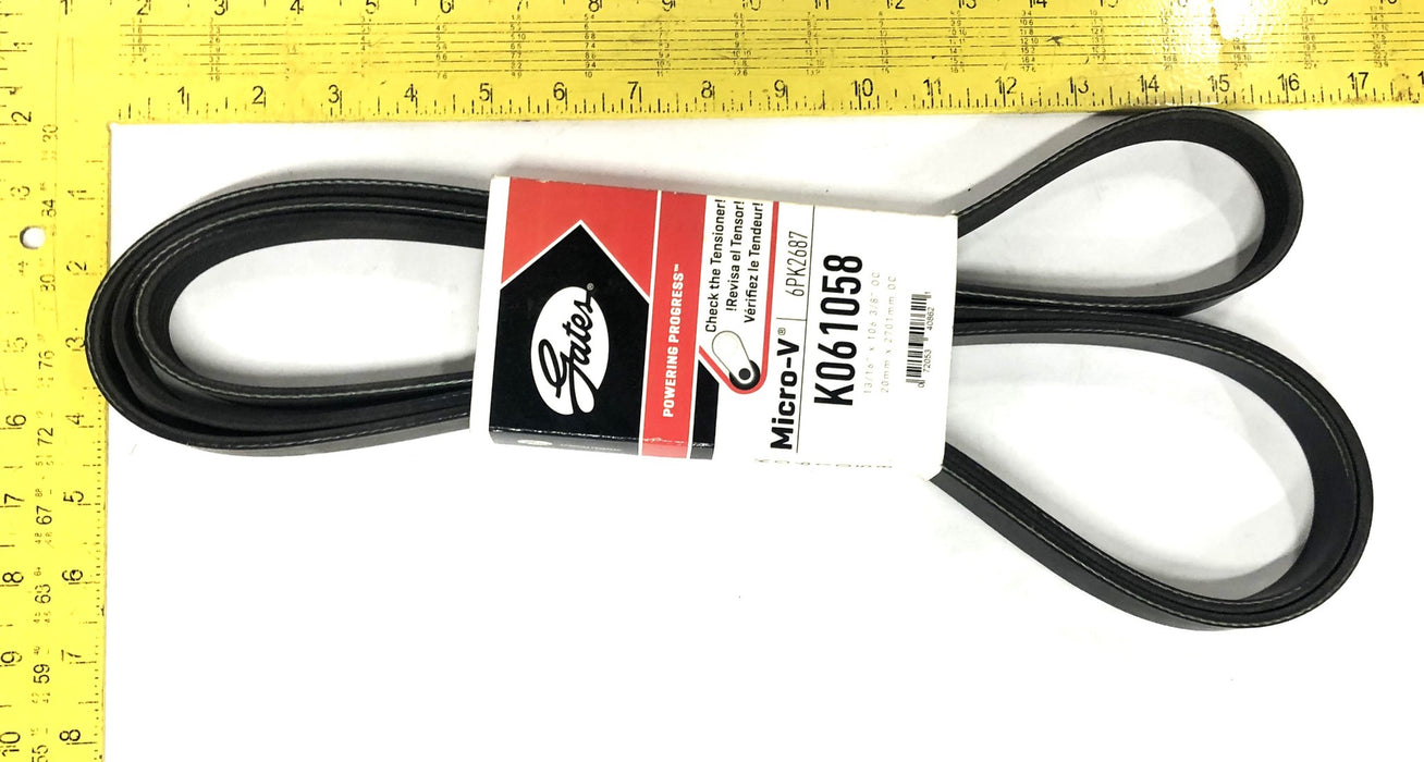 Gates 13/16x106-3/8 Inch OC Micro-V Serpentine Belt K061058 (6PK2687) NOS