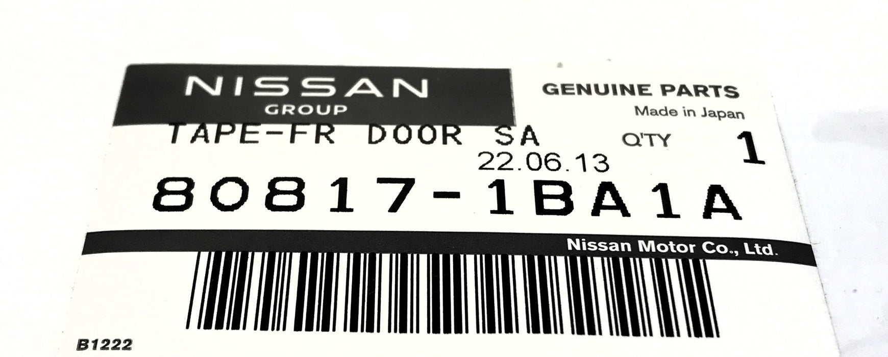 Nissan Front LH Door Sash Blackout Tape 80817-1BA1A NOS