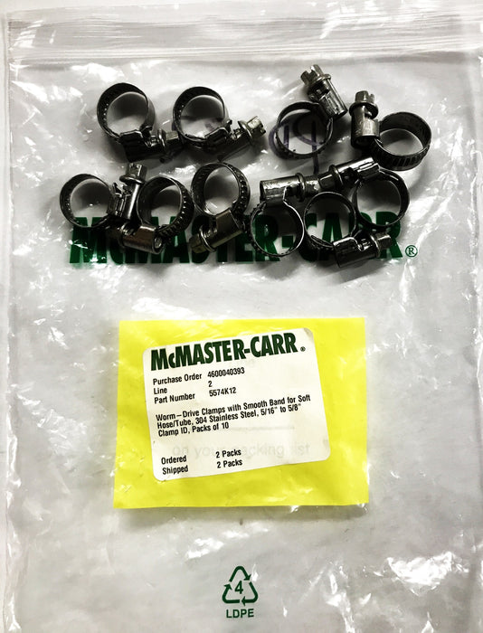 McMaster-Carr Adjustable Hose Clamp 5574K12 [Lot of 10] NOS