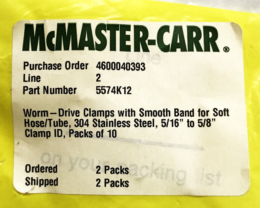 McMaster-Carr Adjustable Hose Clamp 5574K12 [Lot of 10] NOS