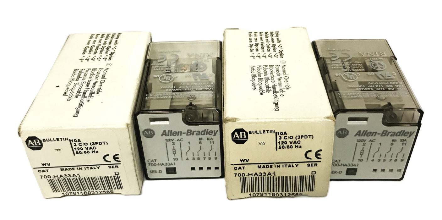 Allen-Bradley Tube Based Relay 700-HA33A1 [Lot of 2] NOS