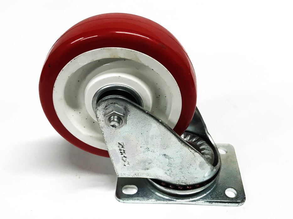 Unbranded 4 inch Red Polyurethane Swivel Caster Wheels [Lot of 10] NOS