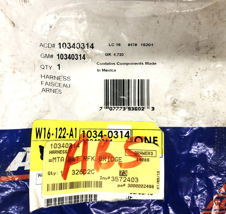 AC Delco/GM Speed Sensor Connector Wiring Harness 10340314 NOS