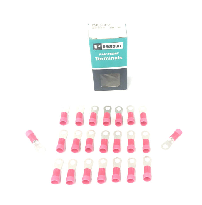 Panduit Pan-Term Terminals 1/4 Stud Wire Size 8 (Pack of 23) PV8-14R-Q NOS