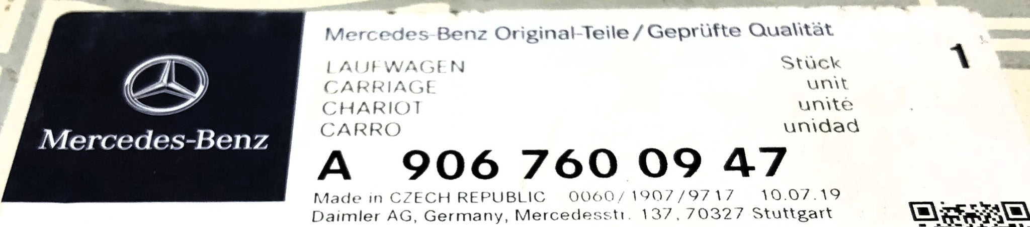 Mercedes-Benz Sliding Door Mechanism A9067600947 NOS