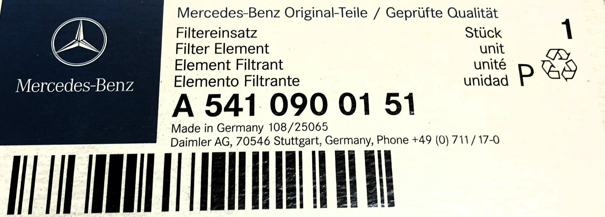 Mercedes-Benz Air Filter A5410920805 (A5410900151) NOS