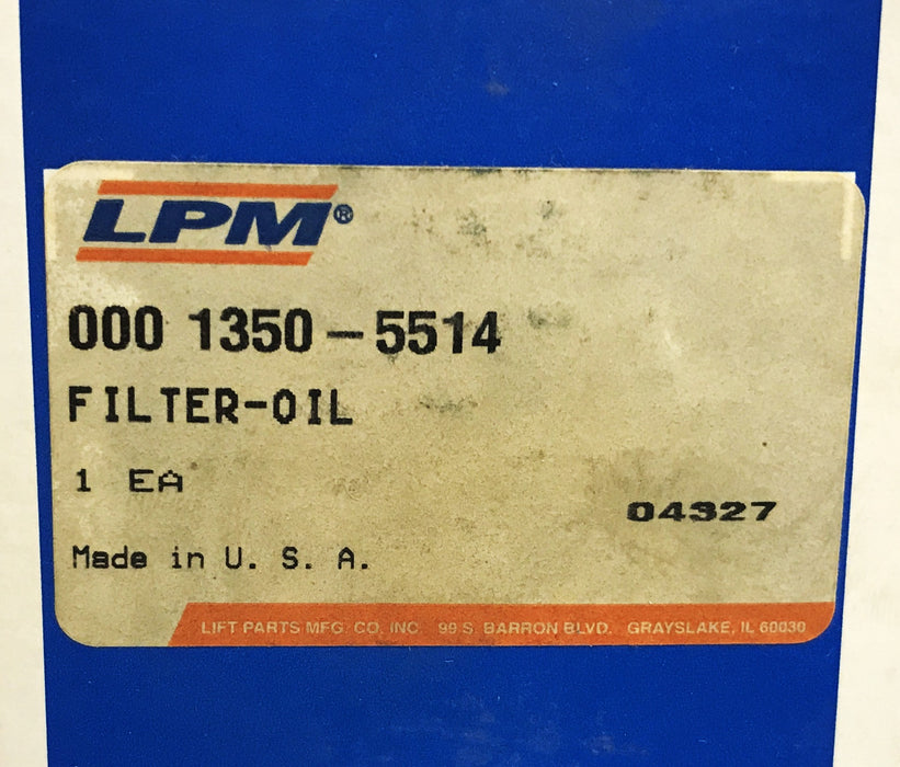 LPM Forklift Transmission Oil Filter 000-1350-5514 [Lot of 2] NOS