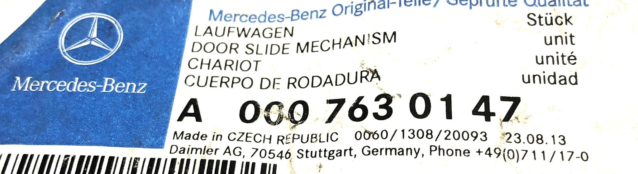 Mercedes-Benz Sprinter Lower Right Sliding Door Roller Guide A0007630147 NOS