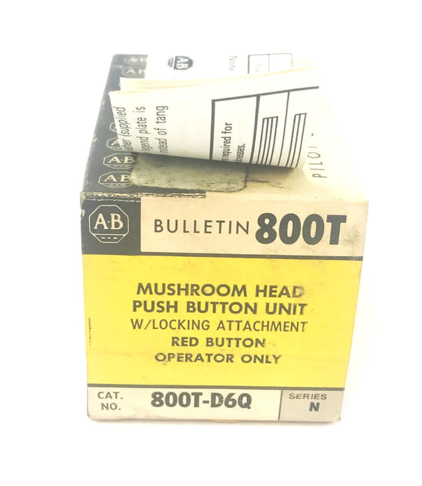 Allen-Bradley Pushbutton Mushroom Head Series N **Cracked Piece**  800T-D6Q NOS