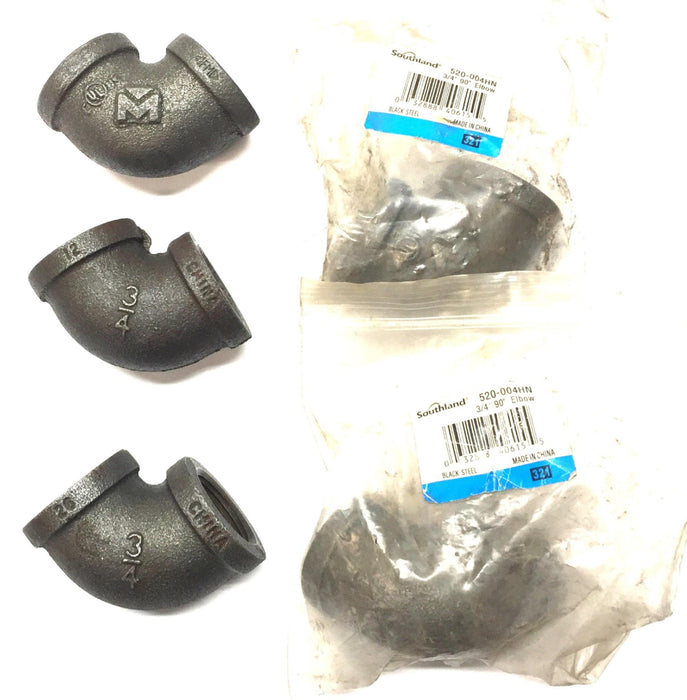 Southland 3/4" 90-Degree Black Steel Elbow 520-004HN [Lot of 5] NOS