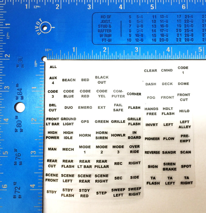 Whelen Sapphire Control Head Keypad Identification Labels 14701 (061213) NOS