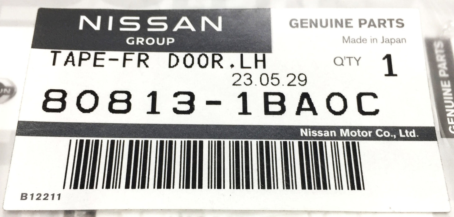 Nissan Group LH Front Door Tape 80813-1BA0C NOS