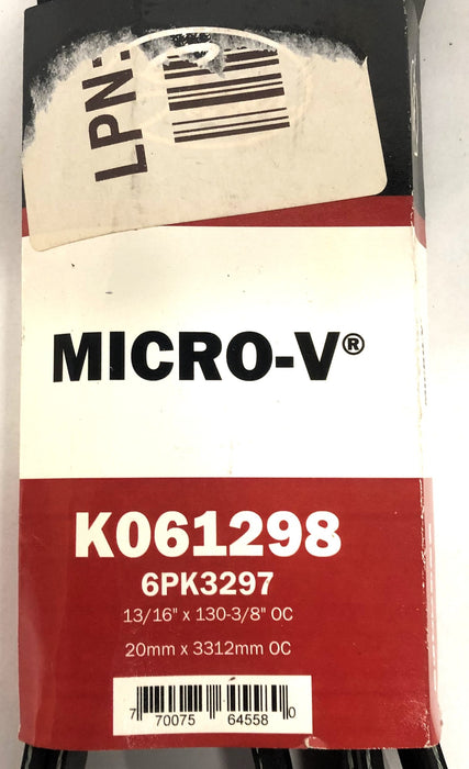 Gates 13/16x130-3/8 Inch OC Micro-V Serpentine Belt K061298 NOS