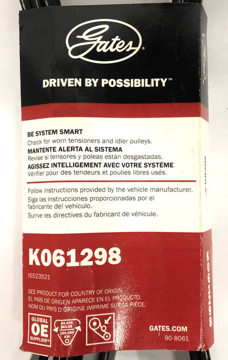 Gates 13/16x130-3/8 Inch OC Micro-V Serpentine Belt K061298 NOS