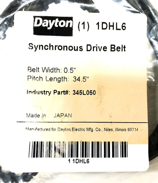 Dayton 1DHL6 Synchronous Drive Belt 345L050 [Lot of 2] NOS