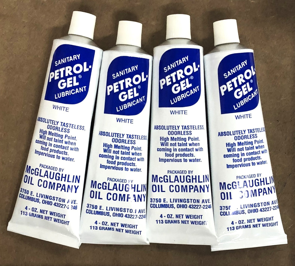McGlaughlin Oil Company White Petrol Gel 4 Ounce [Lot of 4] NOS —  governmenttransitsurplus.com