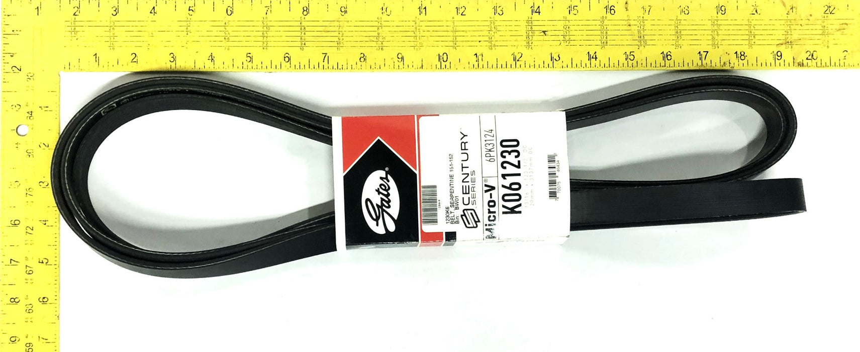 Gates 13/16x123-1/2IN OC Micro-V Century Serpentine Belt K061230 (6PK3124) NOS