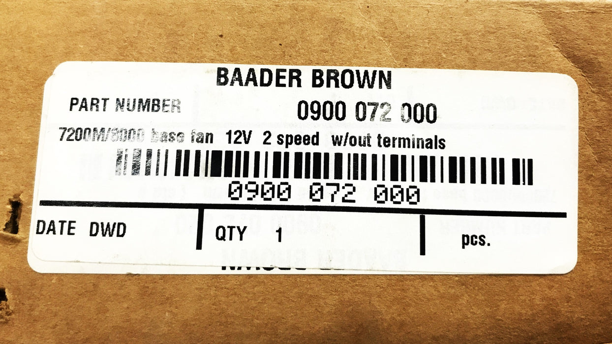 Baader Brown Auxiliary Dash Fan 0900-072-000 NOS