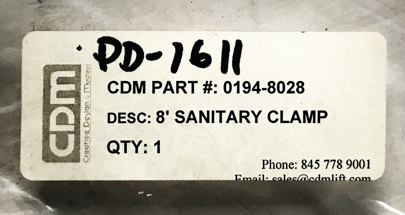 CDM 8 inch Stainless Steel Sanity Clamp 0194-8028 NOS