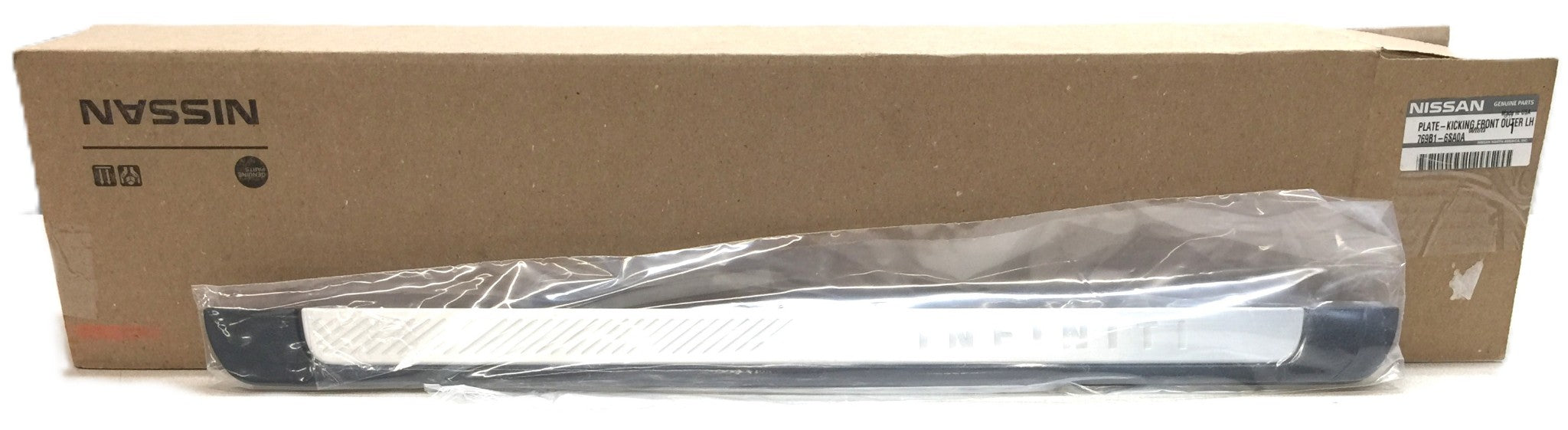 Nissan Group LH Outer Front 'INFINITY' Kick Plate 769B1-6SA0A NOS