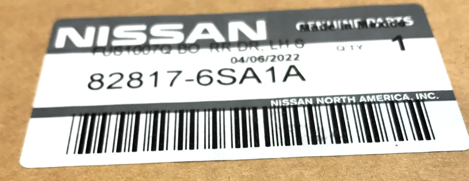 Nissan Rear LH Door Black-Out Tape 82817-6SA1A NOS