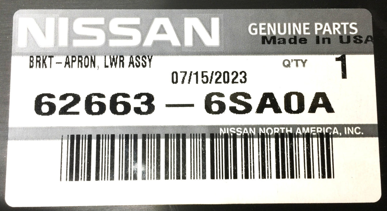 Nissan Group Lower Assembly Apron Bracket 62663-6SA0A NOS