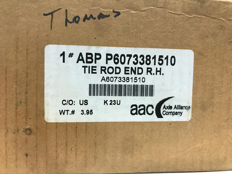 Axle Alliance RH Tie Rod End P6073381510 NOS