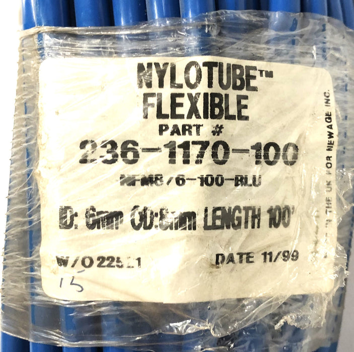 Nylotube 100 Foot 6mm Blue Flexible Tubing 2361170-100 NOS