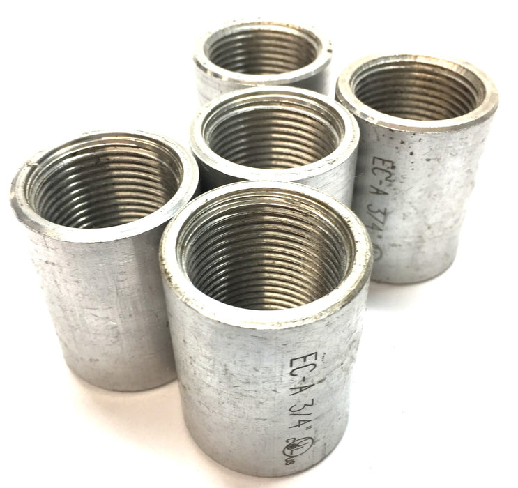 Unbranded 3/4" x 1-3/4" Aluminum Threaded Conduit Coupling EC-A [Lot of 5] NOS